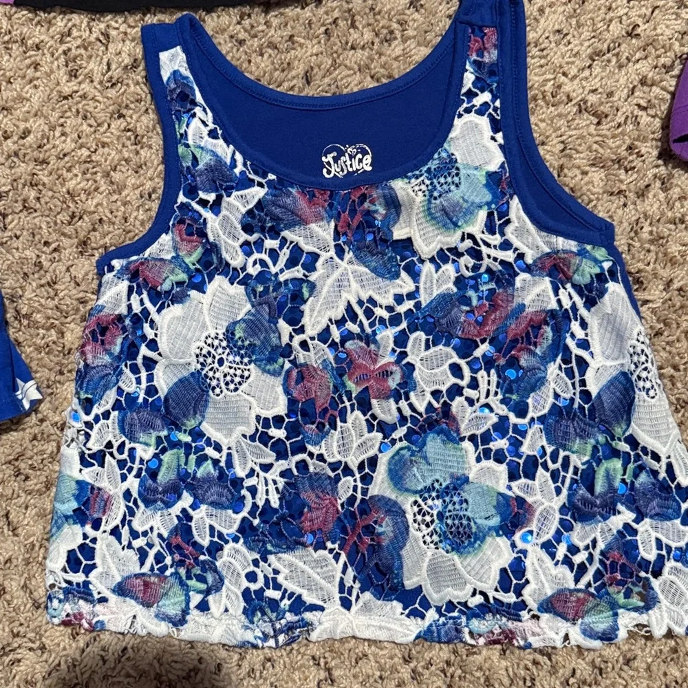 Girls size 7 Justice bundle with 3 tank tops and one shirt